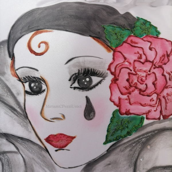 Cuscino “Pierrot” dipinto a mano - immagine 2