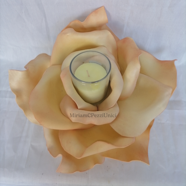 Porta candela "Rosa crema"