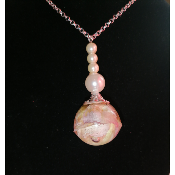 Collana "Boccioli di veri fiori vetrificati" sfera grande - immagine 6