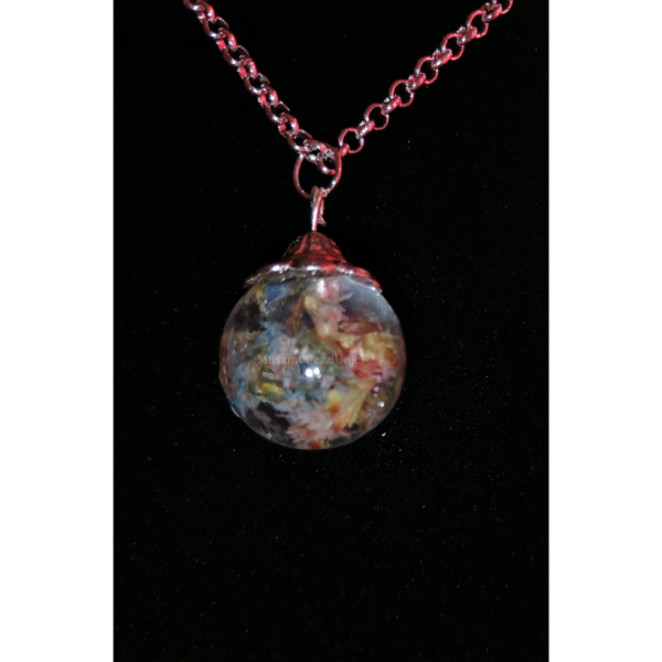 Collana "Boccioli di veri fiori vetrificati" sfera media - immagine 6