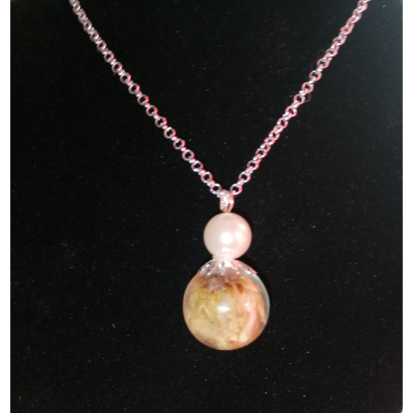 Collana "Boccioli di veri fiori vetrificati" sfera media - immagine 4