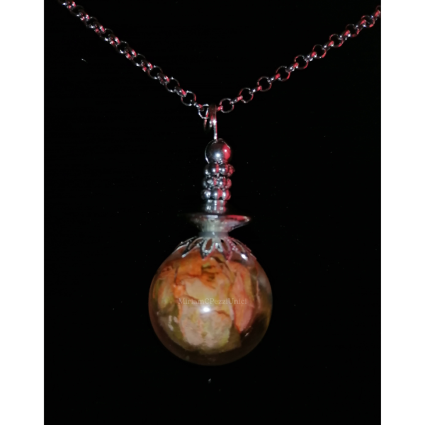 Collana "Boccioli di veri fiori vetrificati" sfera media - immagine 8