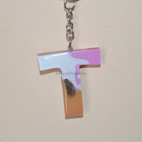 Portachiavi lettere in Resina rosa,bianco,cachi - immagine 12