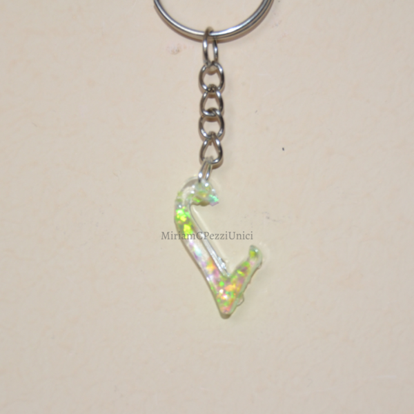 Portachiavi lettere in corsivo vari colori glitter in resina - immagine 11