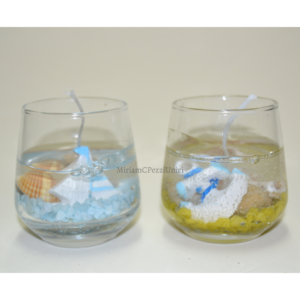 Candele gel tema mare, contenitore in vetro a goccia