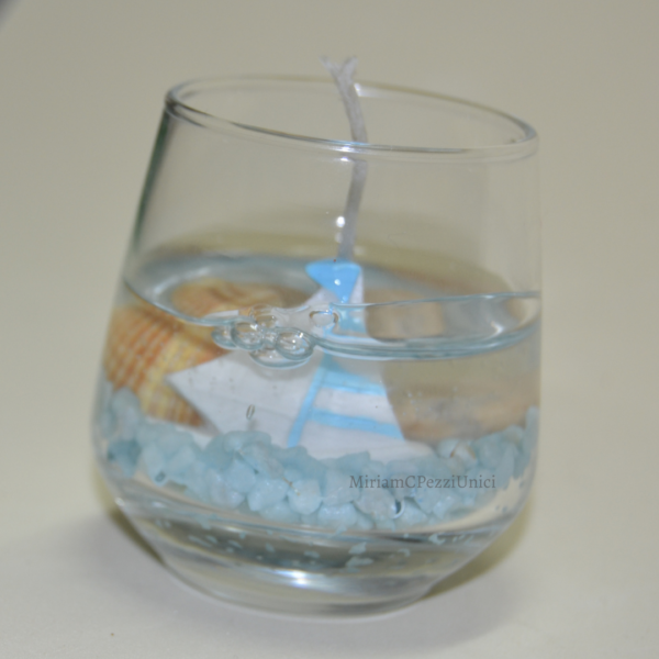 Candele gel tema mare, contenitore in vetro a goccia - immagine 6