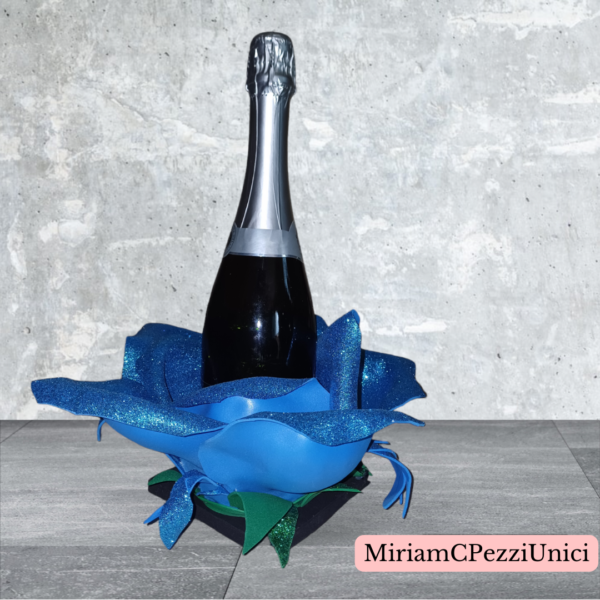 porta bottiglia _centro tavola rosa turchese glitter_senza bottiglia - immagine 2