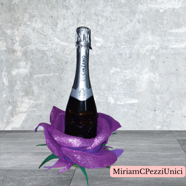 porta bottiglia _centro tavola rosa lilla glitter_senza bottiglia - immagine 2