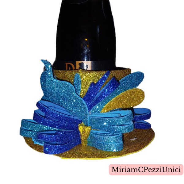 porta bottiglia piccola _centro tavola fiori blu azzurri_senza bottiglia (piccola) - immagine 2