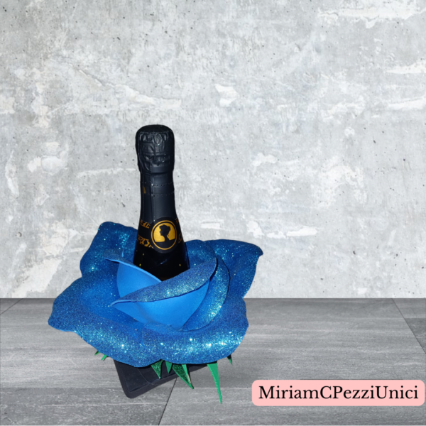 porta bottiglia piccola _centro tavola rosa turchese glitter_senza bottiglia (piccola)
