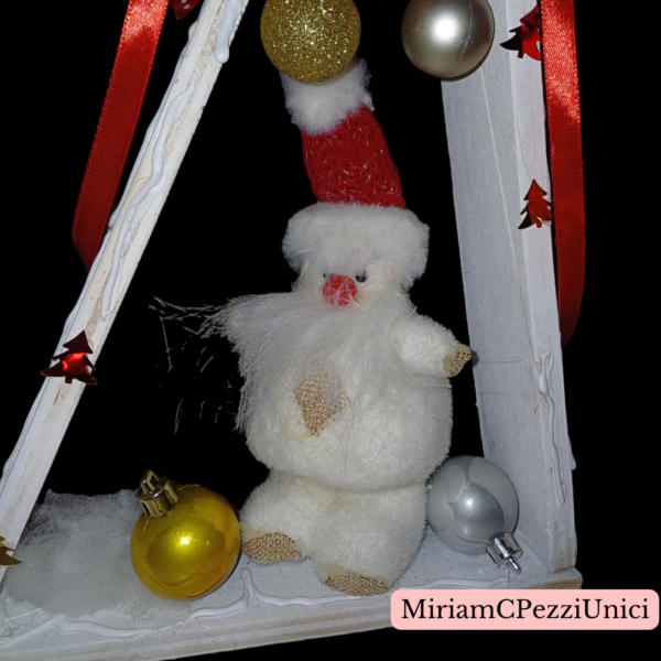 alberello bianco in legno con pupazzo di Natale - immagine 2
