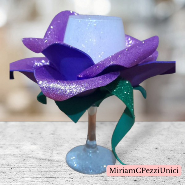 calice bianco e rosa lilla glitter. porta candele o altro