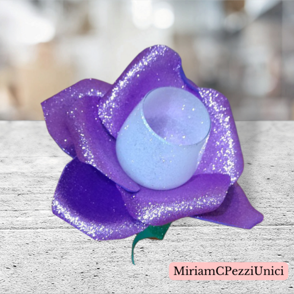 calice bianco e rosa lilla glitter. porta candele o altro - immagine 2