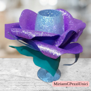 calice turchese e rosa lilla glitter. porta candele o altro