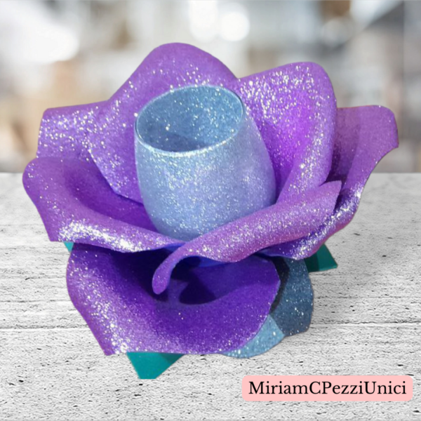 calice turchese e rosa lilla glitter. porta candele o altro - immagine 2